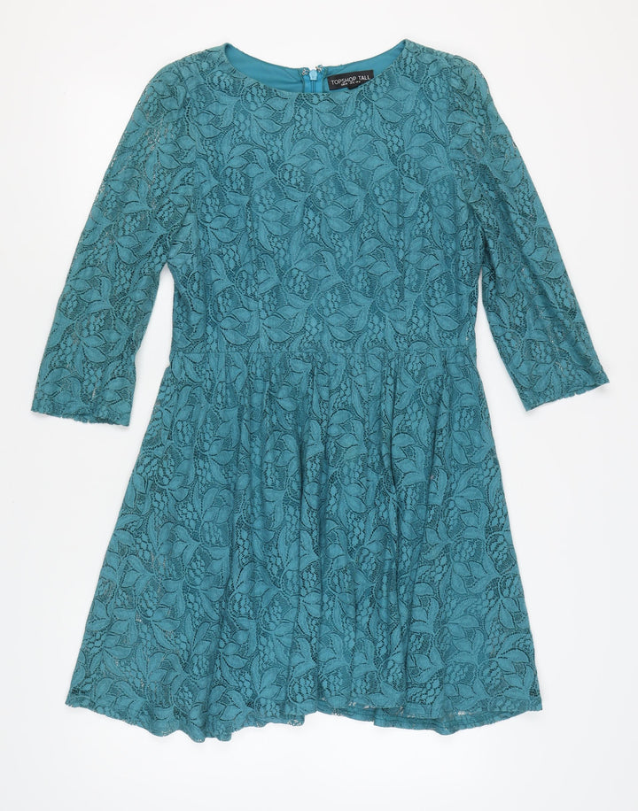 Topshop Women’s Blue Fit & Flare Dress Size 16