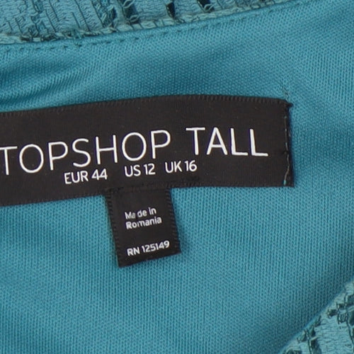 Topshop Women’s Blue Fit & Flare Dress Size 16