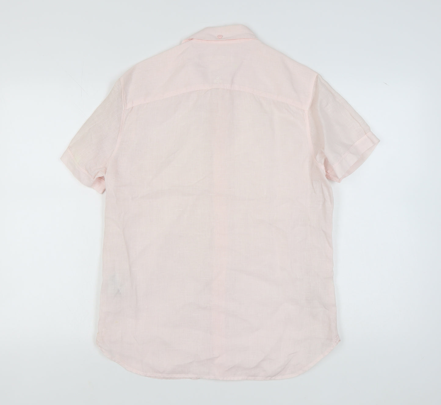 Debenhams Men's Pink Linen Short Sleeve Shirt, Medium