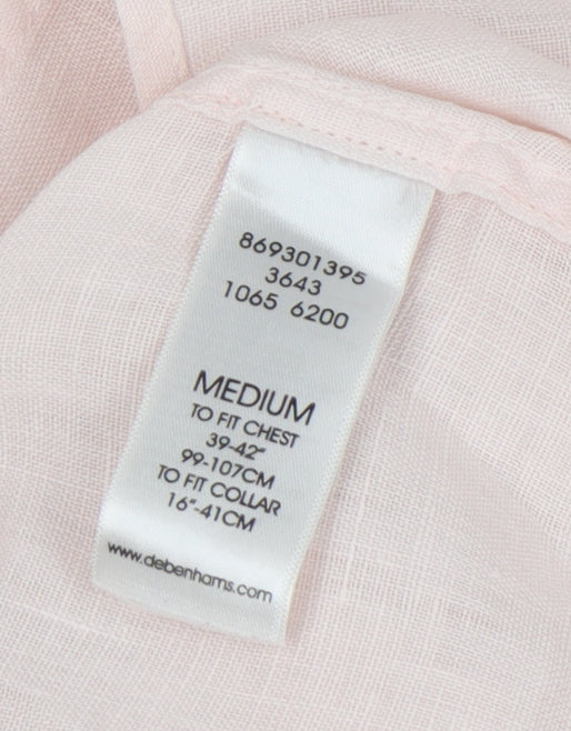 Debenhams Men's Pink Linen Short Sleeve Shirt, Medium