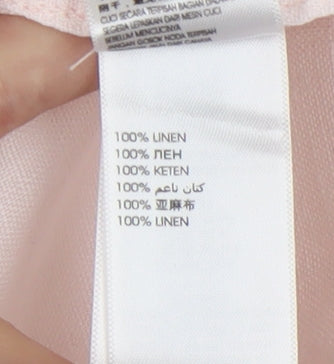 Debenhams Men's Pink Linen Short Sleeve Shirt, Medium