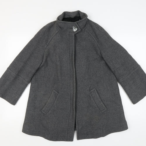 Zara Women Grey Wool Coat Medium Winter