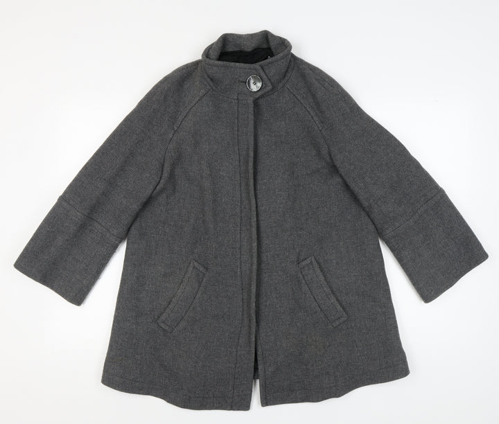 Zara Women Grey Wool Coat Medium Winter