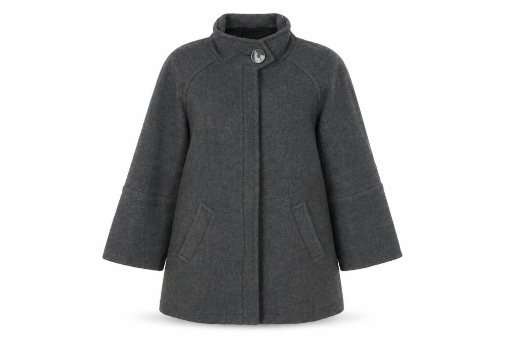 Front view of Zara Women Grey Wool Coat Medium Winter