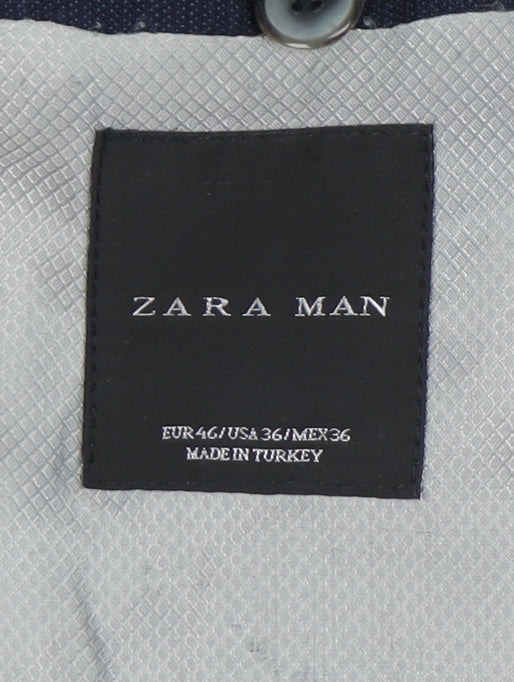 Zara Man Blue Blazer, Men's 36, Single-Breasted