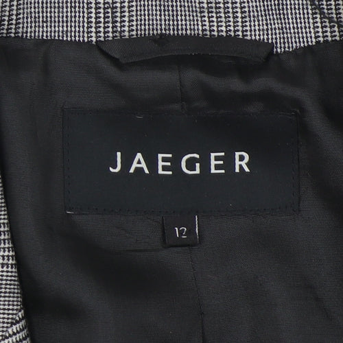 Jaeger Women's Grey Check Wool Blazer, UK 12