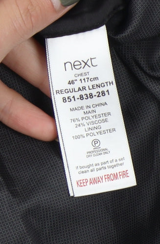 Next Men's Grey Blazer Jacket, Size 46, Regular Fit