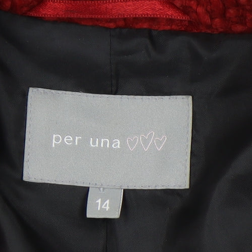 Per Una Women's Red Wool Blend Bouclé Jacket Size 14