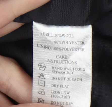 Motel Women's Black Herringbone Mid-Length Coat S