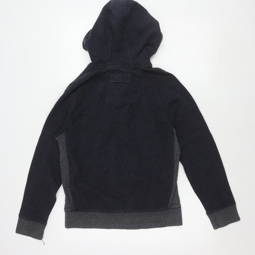 FatFace Men's Blue Henley Hoodie with Button Accents