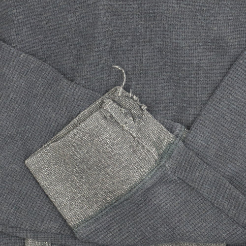FatFace Men's Blue Henley Hoodie with Button Accents