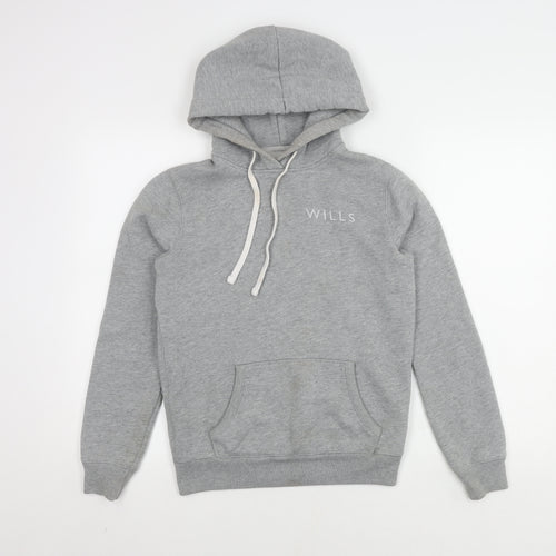 Jack Wills Grey Pullover Hoodie, Unisex Size 4, Logo Accent