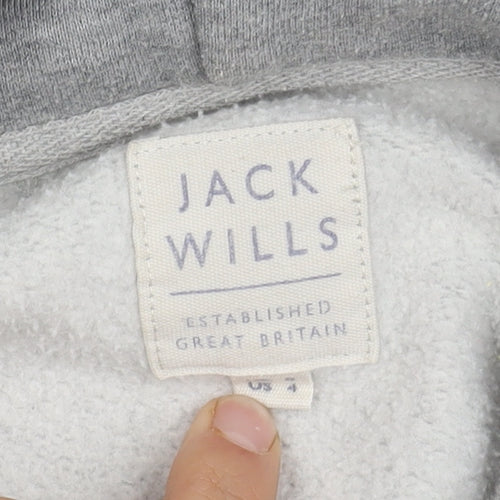 Jack Wills Grey Pullover Hoodie, Unisex Size 4, Logo Accent