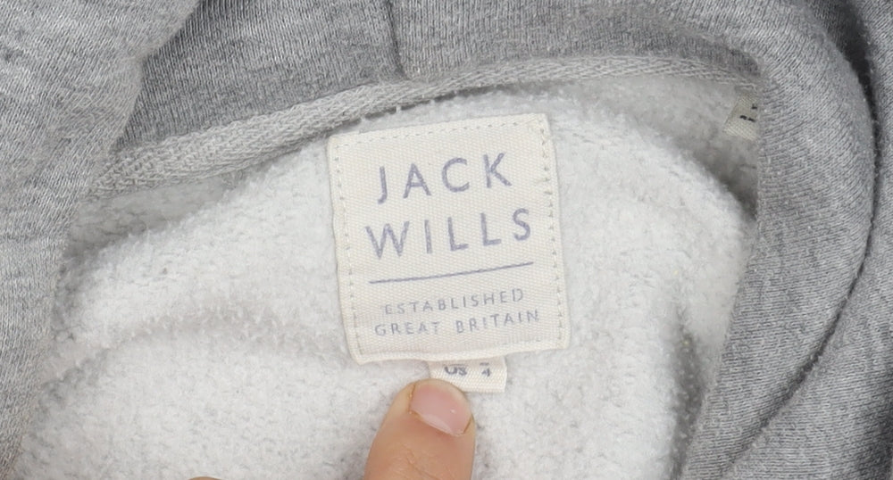 Jack Wills Grey Pullover Hoodie, Unisex Size 4, Logo Accent