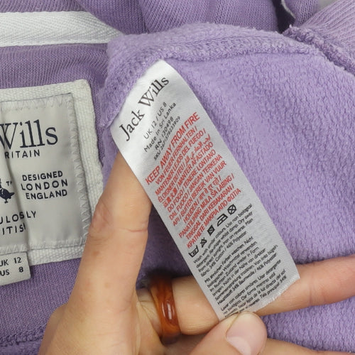 Jack Wills Women's Purple Hoodie UK 12 Cotton Blend