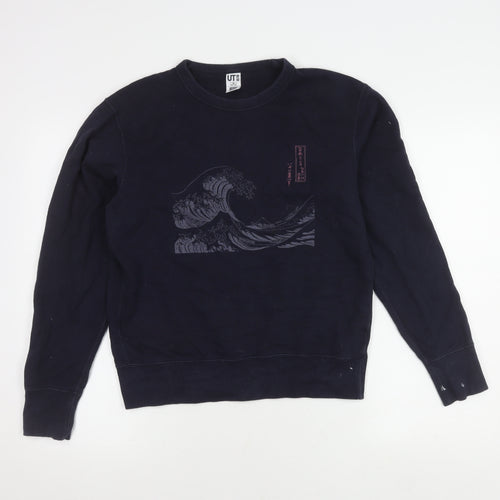 Uniqlo XS Blue Graphic Print Pullover Sweatshirt