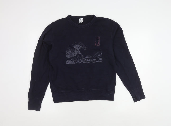 Uniqlo XS Blue Graphic Print Pullover Sweatshirt