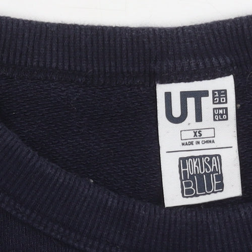 Uniqlo XS Blue Graphic Print Pullover Sweatshirt