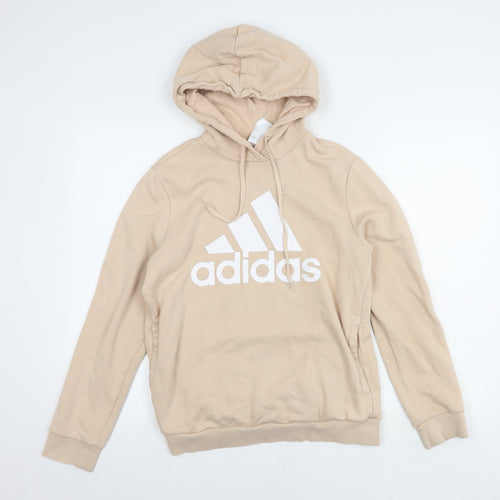 Adidas Women's Beige Hoodie M - Logo, Hooded, Casual