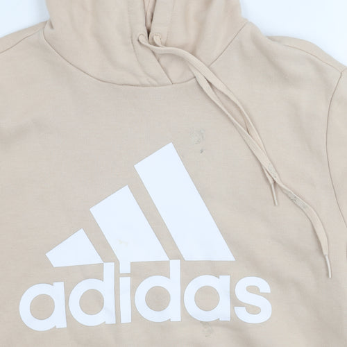 Adidas Women's Beige Hoodie M - Logo, Hooded, Casual