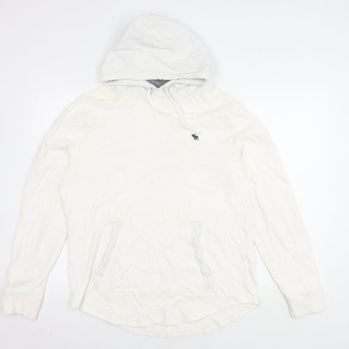 Abercrombie & Fitch Men's White Pullover Hoodie L