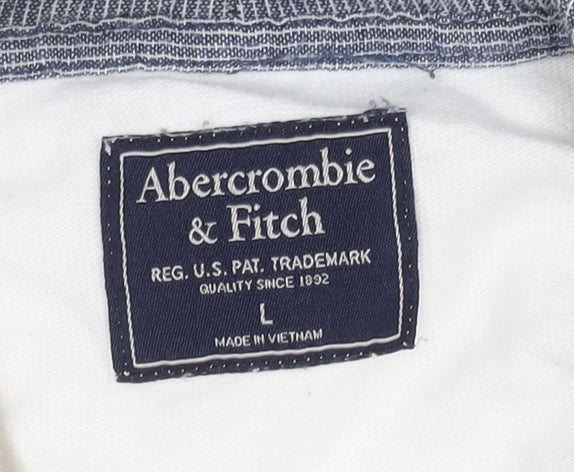 Abercrombie & Fitch Men's White Pullover Hoodie L