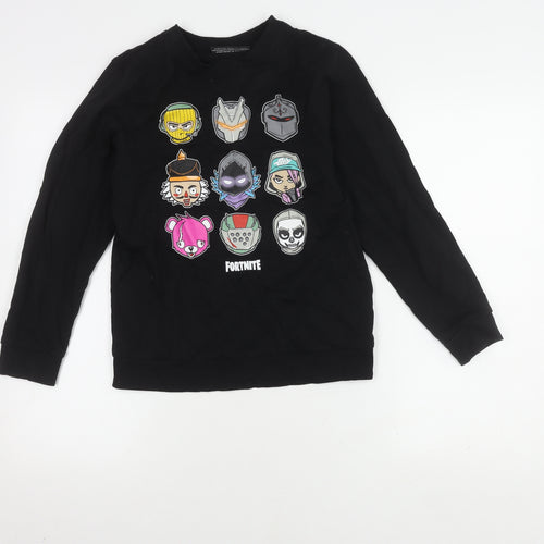 Fortnite Boys Black Pullover Sweatshirt 12Y Graphic Print