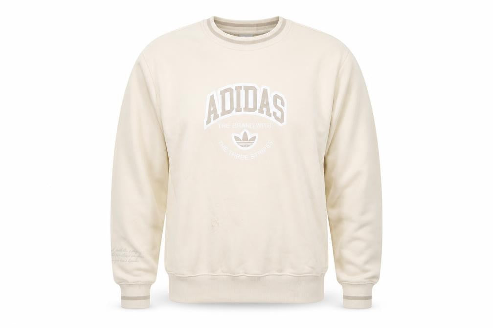 Front view of Adidas Men's Beige Pullover Sweatshirt M - Logo Graphic
