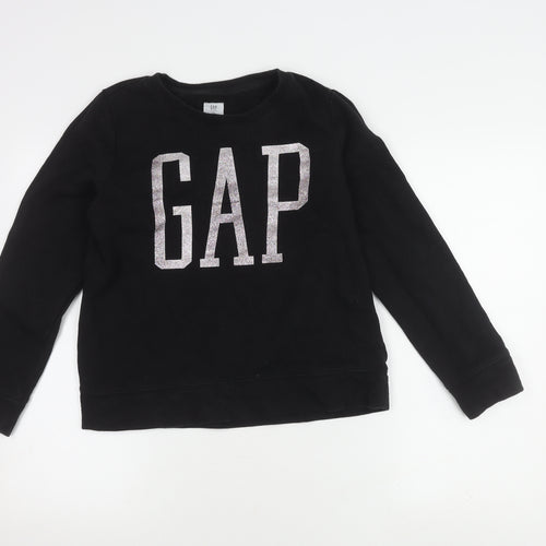Gap Girls Black Pullover Sweatshirt, Size 14Y, Logo Accent
