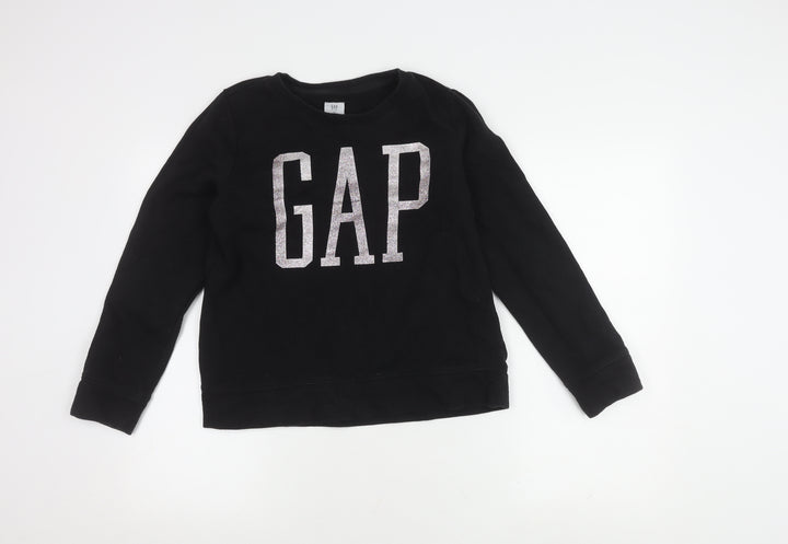 Gap Girls Black Pullover Sweatshirt, Size 14Y, Logo Accent