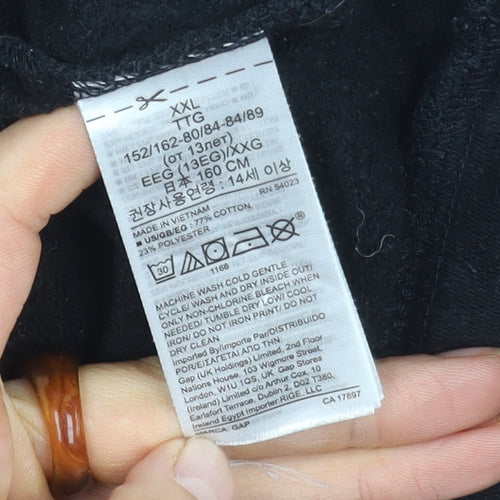 Gap Girls Black Pullover Sweatshirt, Size 14Y, Logo Accent