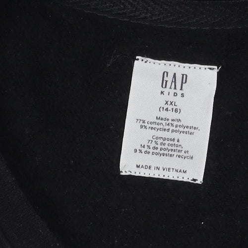 Gap Girls Black Pullover Sweatshirt, Size 14Y, Logo Accent
