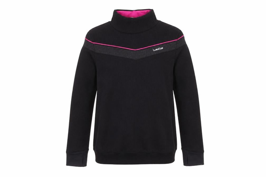 Front view of Decathlon unisex xs black mock neck sweatshirt