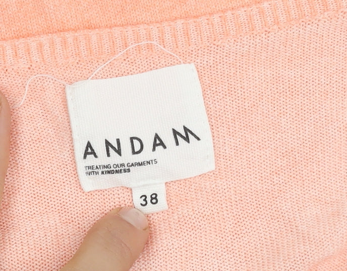 ANDAM Women's Pink V-Neck T-Shirt - Size 10 Casual Wear