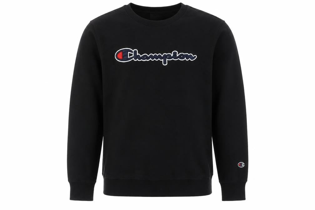 Front view of Champion boys’ black logo pullover sweatshirt 14 years
