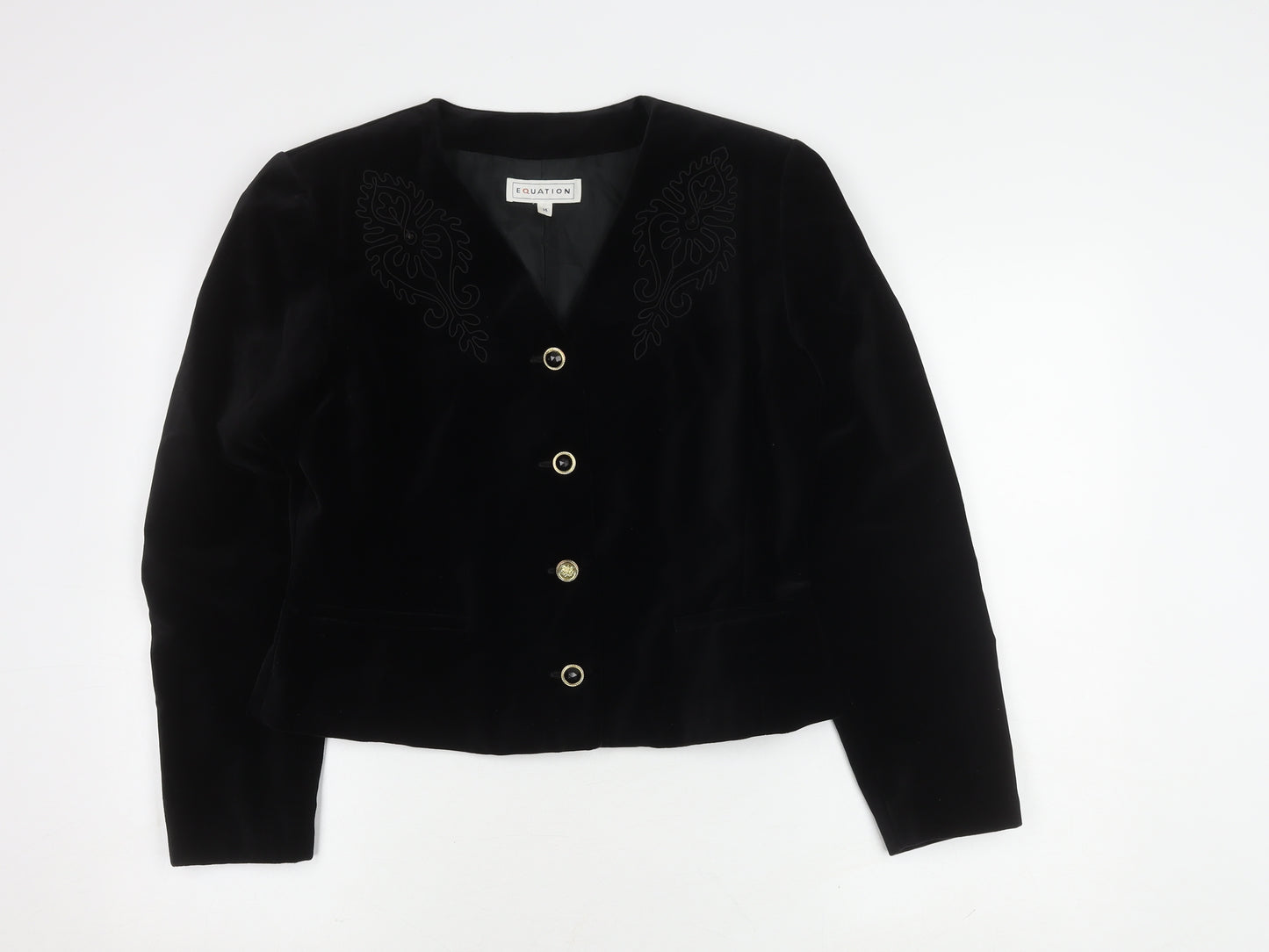 Equation Women's Black Suit Jacket Size 14 Long Sleeve