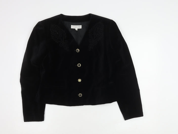 Equation Women's Black Suit Jacket Size 14 Long Sleeve