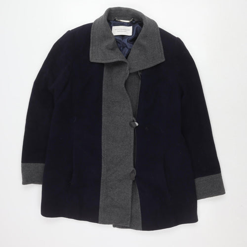 Windsmoor Women's Blue Grey Cape Size 12, Button Accent