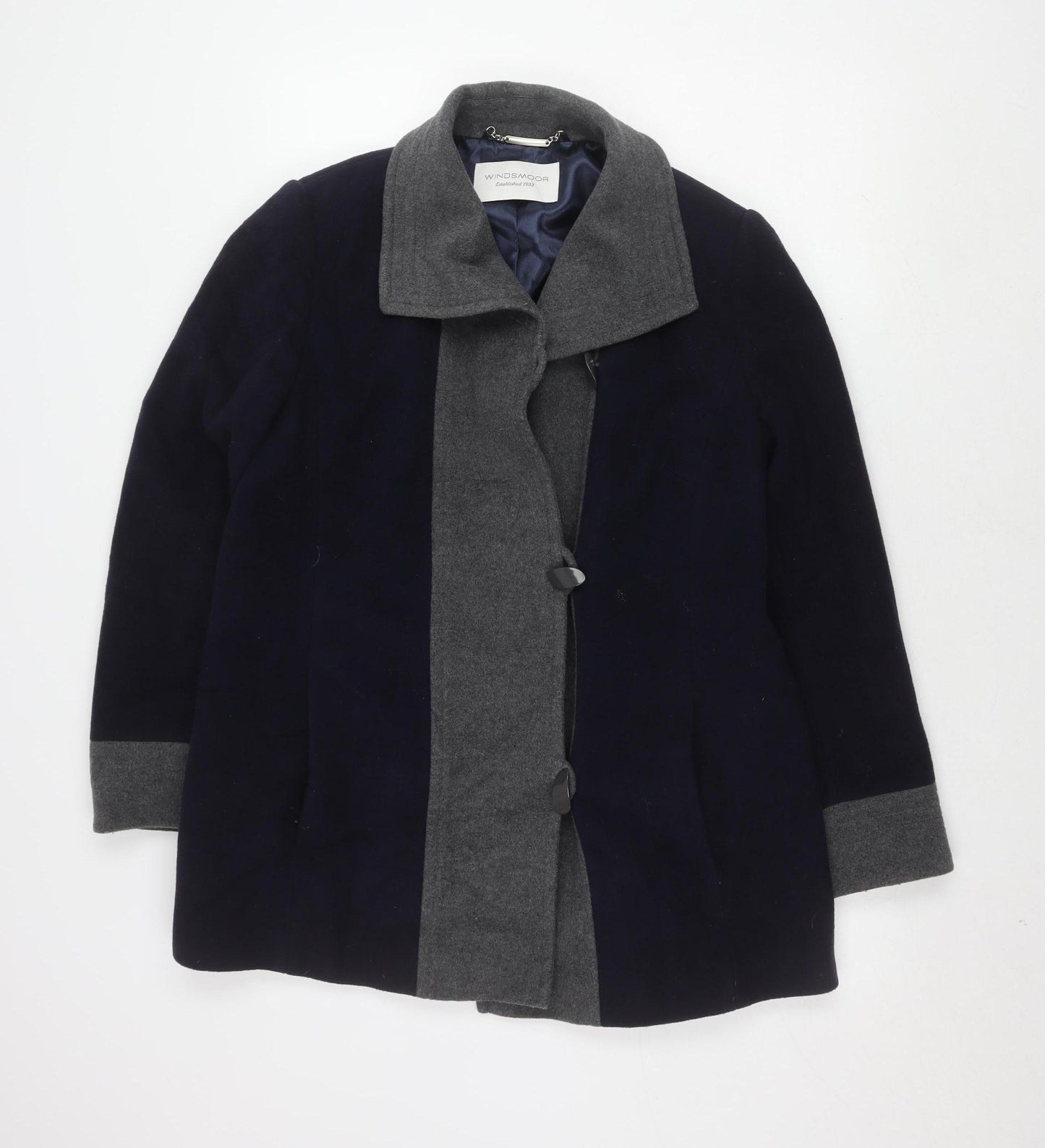 Windsmoor Women's Blue Grey Cape Size 12, Button Accent