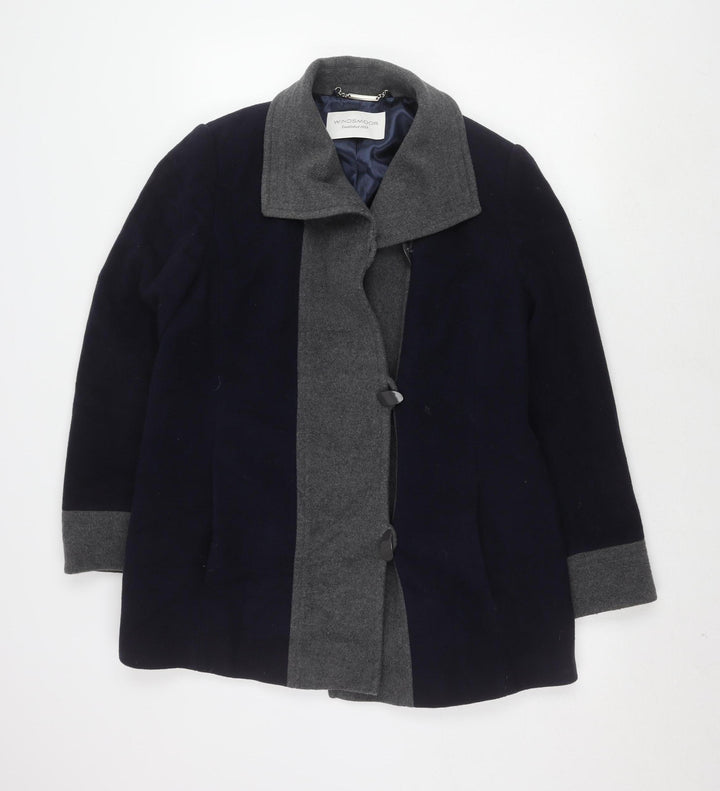 Windsmoor Women's Blue Grey Cape Size 12, Button Accent