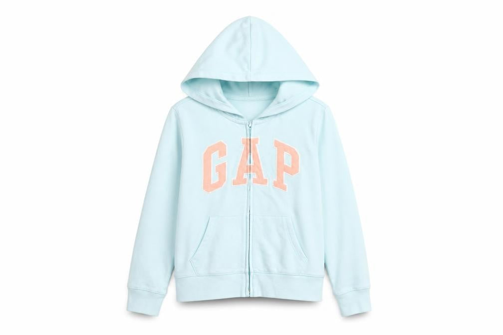 Front view of Gap Kids girls’ blue hooded basic jacket 10-11 years