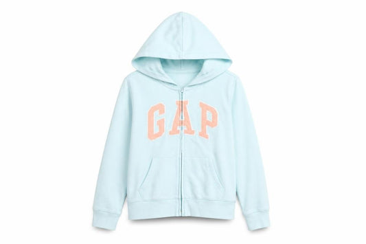 Front view of Gap Kids girls’ blue hooded basic jacket 10-11 years