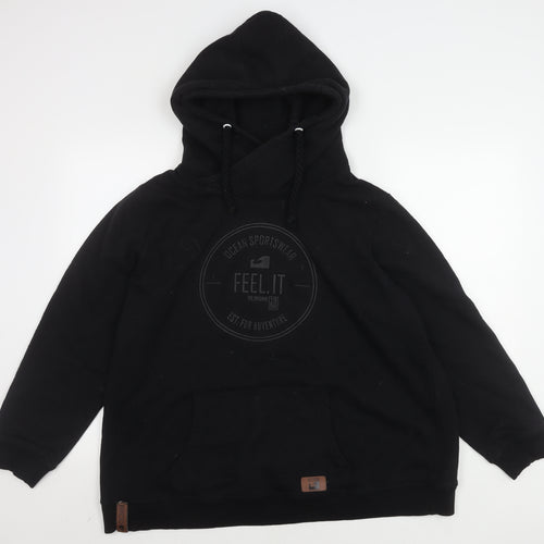 Ocean Sportswear Unisex Black Hoodie, Size 22/24, Drawstring