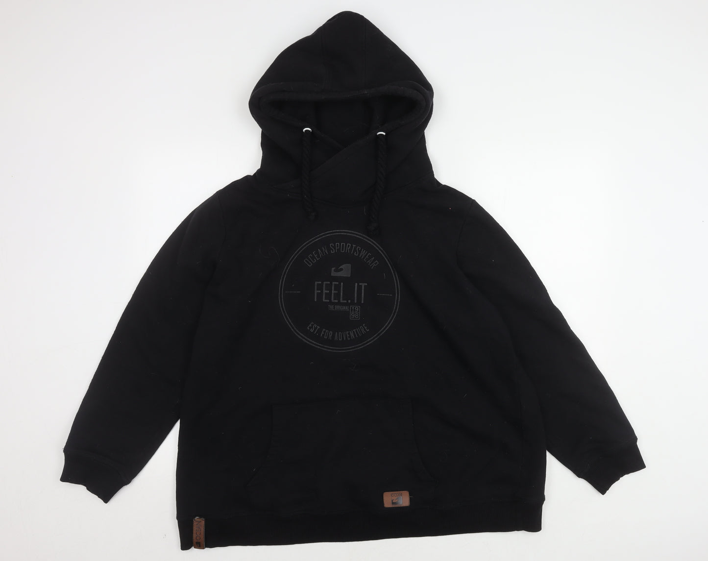 Ocean Sportswear Unisex Black Hoodie, Size 22/24, Drawstring