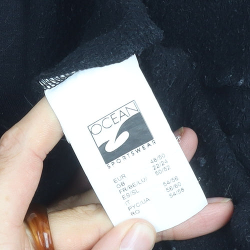 Ocean Sportswear Unisex Black Hoodie, Size 22/24, Drawstring