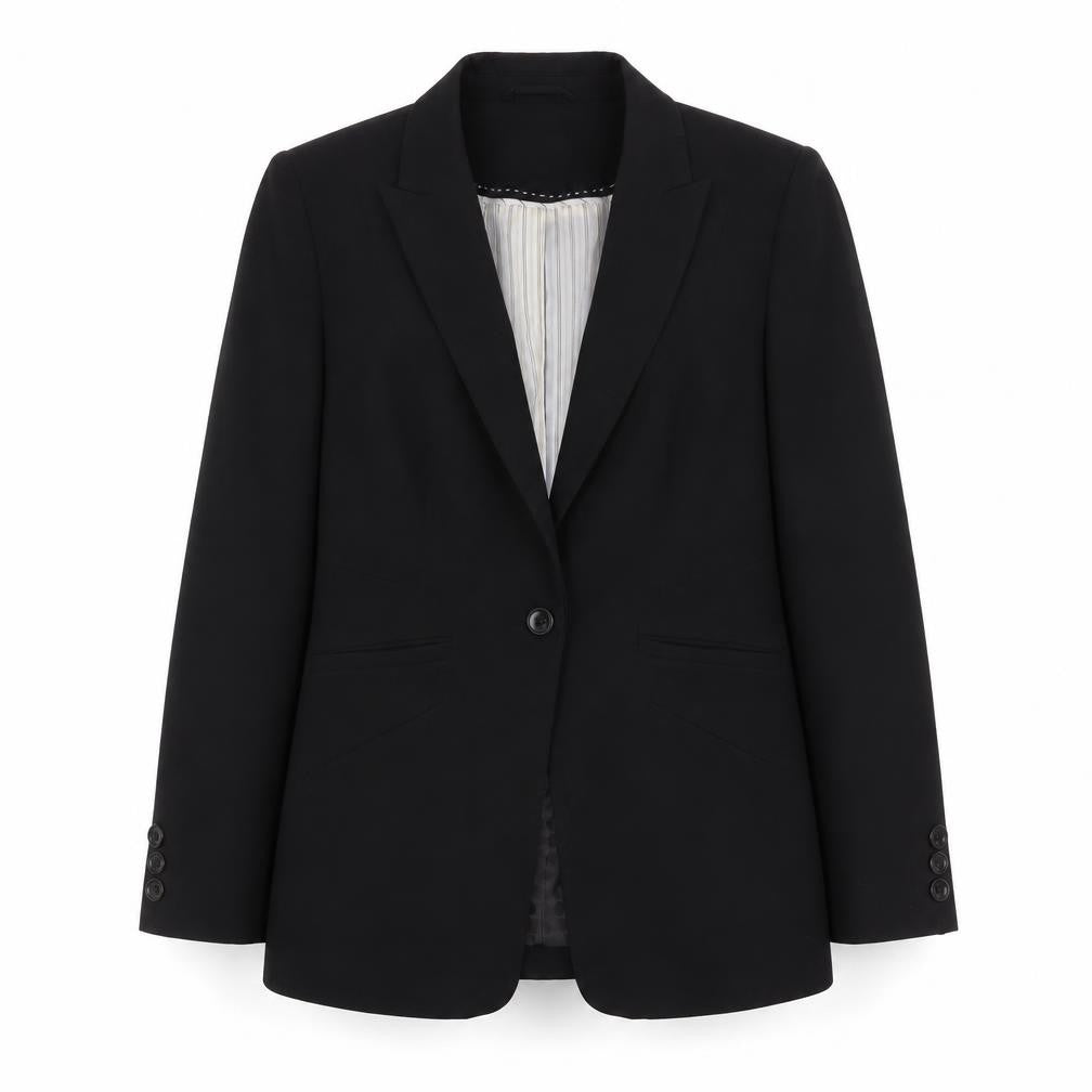 Front view of Marks & Spencer Women's Black 12 Blazer, Classic Style