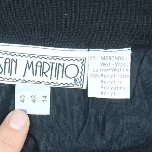 San Martino Women's Black Pencil Skirt, Size 12, Wool Blend