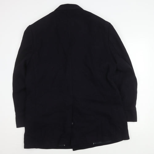Jeff Banks Men's Black Wool Overcoat Size 42 Classic