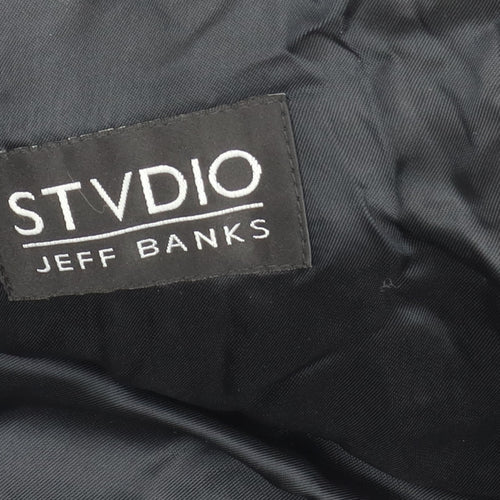 Jeff Banks Men's Black Wool Overcoat Size 42 Classic