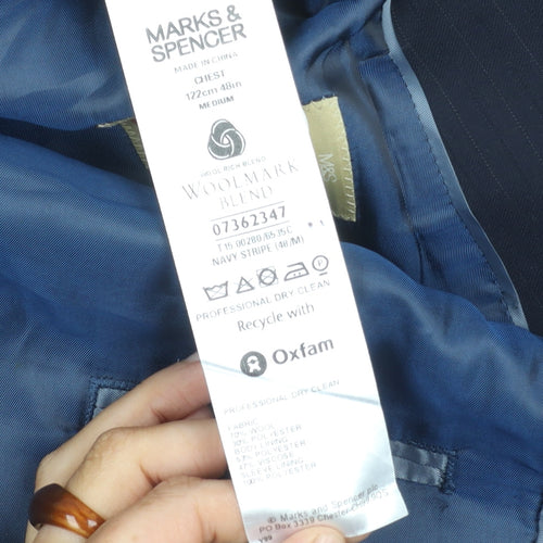 Marks and Spencer Men's Blue Striped Blazer 48R